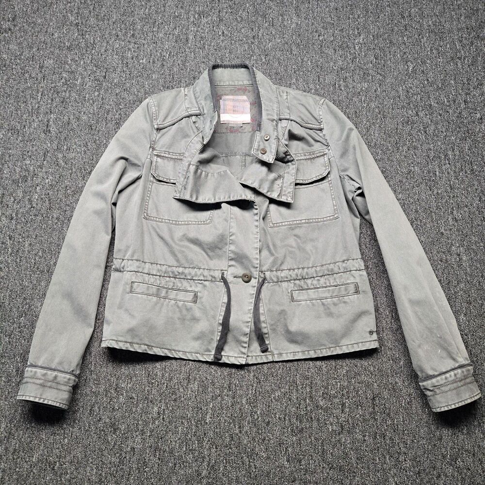 Anthropologie Hei Hei Womens S Utility Field Jacket Gray Cotton Cargo Coat